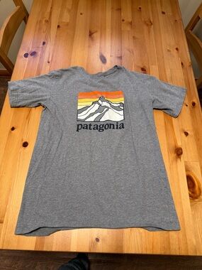 Patagonia Gray Tee with Yellow & Orange Graphic